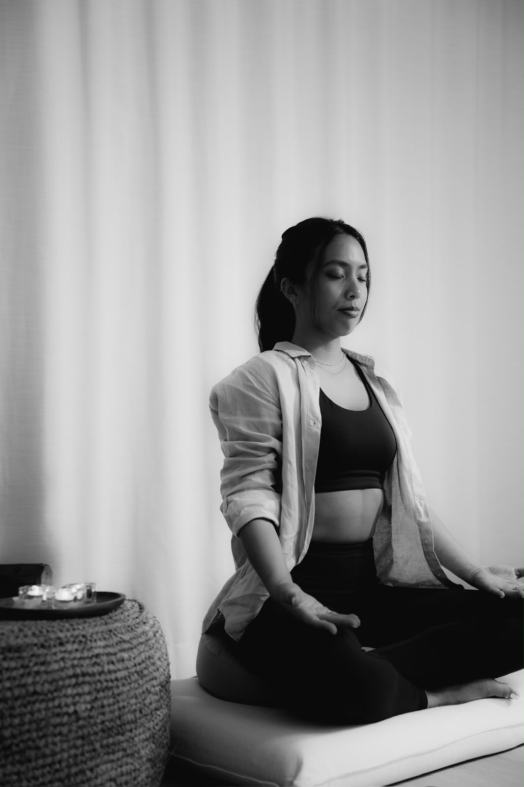 Alyson Fajardo black and white mindful meditation