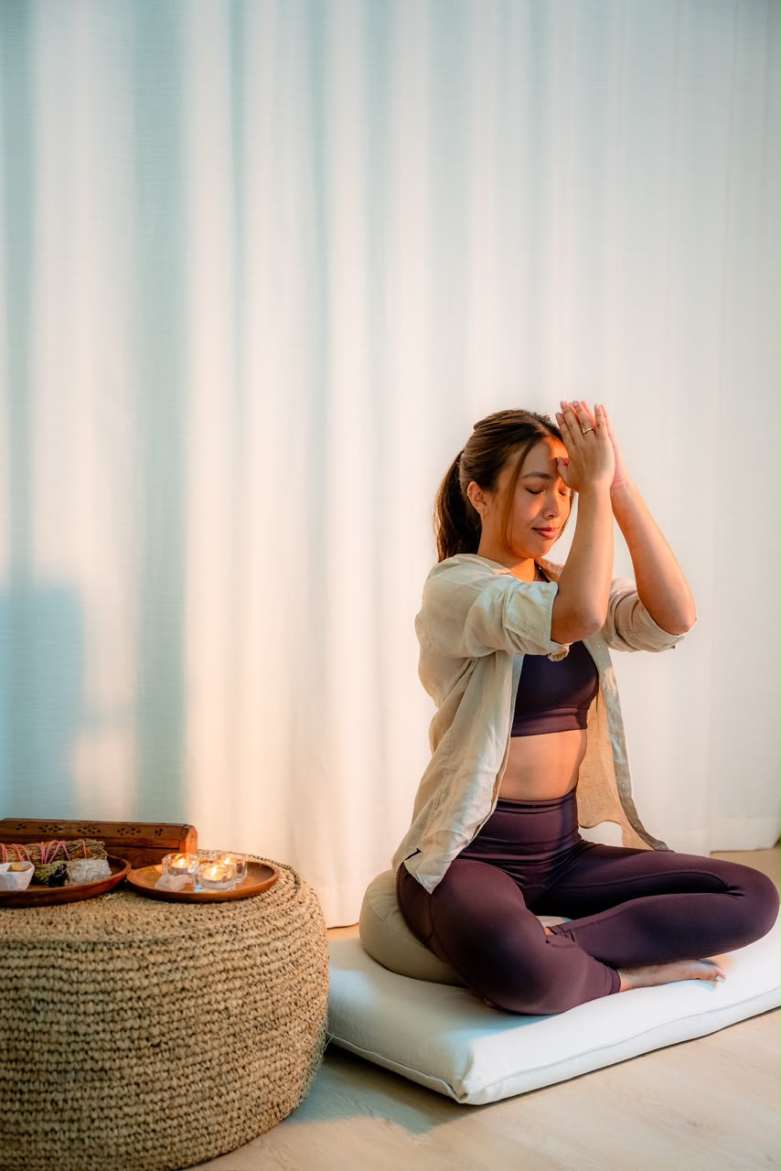 Alyson Fajardo meditation in golden warmth